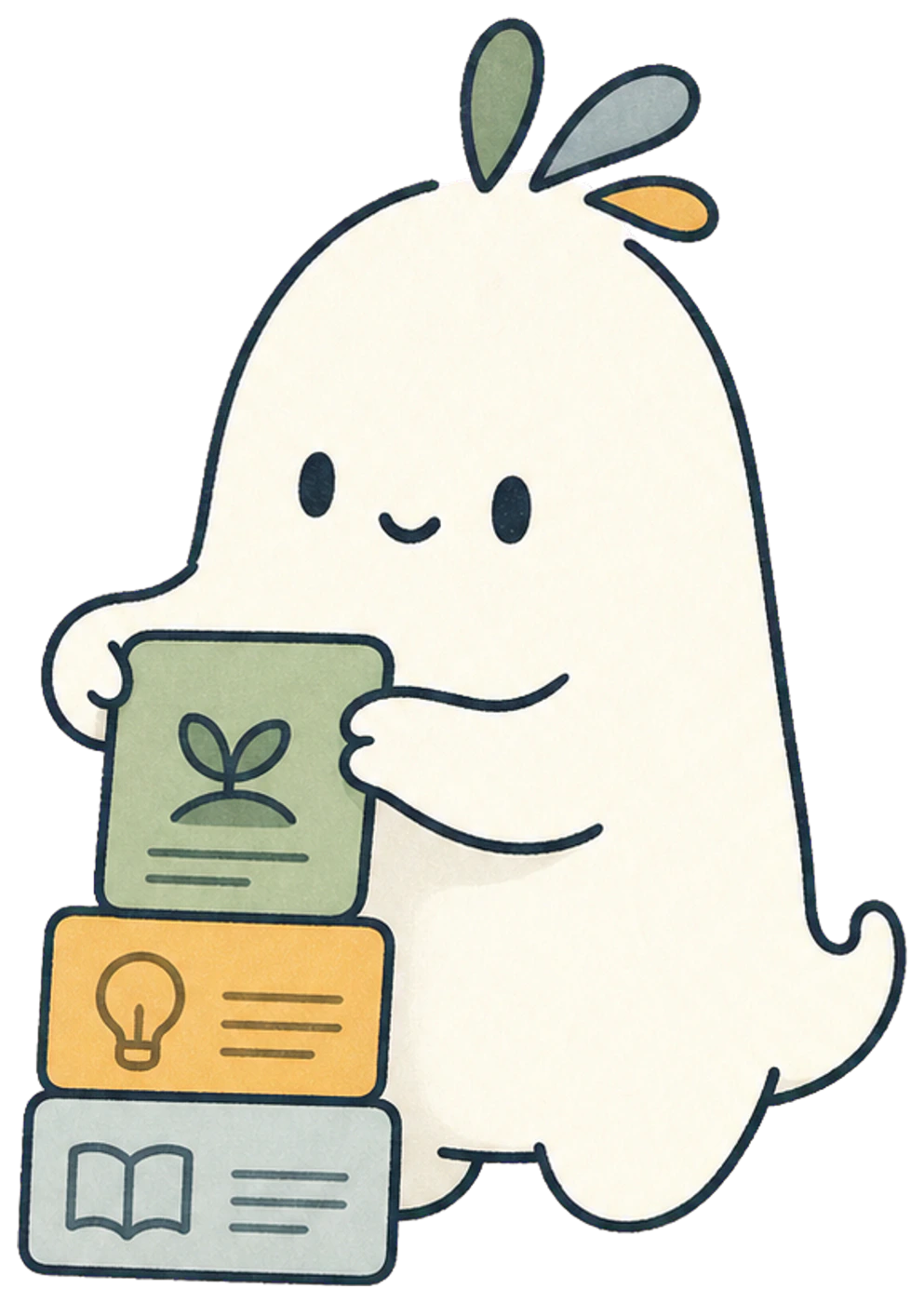 Learnimo mascot carefully stacking saved study cards
